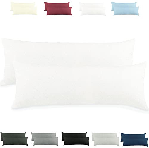 CelinaTex Active Seitenschläferkissen Bezug Doppelpack Set 40x145 Schnee weiß Baumwolle Jersey Stillkissen Kissenhülle 5001558