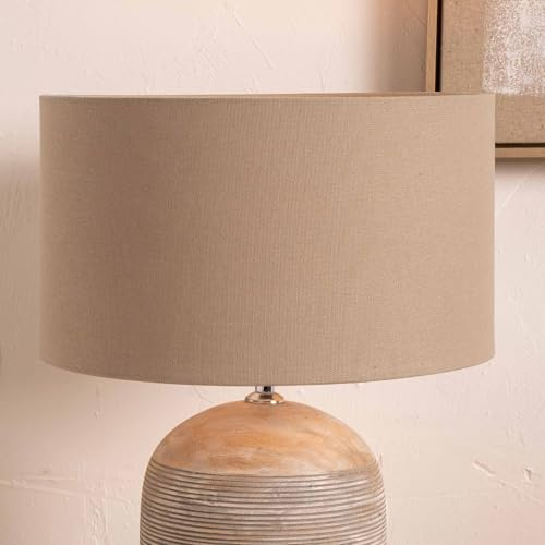 Taupe Cylinder Lampshade for Table Lamps | Cream Drum Cotton Lamp Shade for Floor Lamps | Soft Brown Lined Fabric Shades for Living Room (Taupe, 30cm)