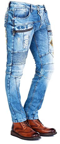 Cipo & Baxx Herrenhose | Destroyed, Farbkleckse & Allover Design mit Nieten & Strass | Rock Style