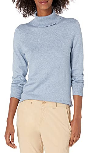 Amazon Essentials Maglione A Collo Alto E Maniche Lunghe Leggero con vestibilità Classica (Taglie Forti Disponibili) Donna, Blu Indaco Puntinato, S