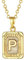 FOCALOOK Buchstabe P Collier Rechteck Anhänger Halskette 18k vergoldet 50cm verstellbare Rolokette Initiale Schmuck für Damen Mädchen - Party Geburtstag