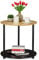 Relaxdays Beistelltisch rund, mit Rollen, fahrbar, modernes Design, Bambus, Wohnzimmer, HxD: 59 x 60 cm, schwarz/natur