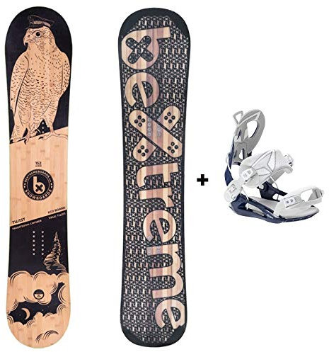 Bextreme Snowboard Freestyle und Freeride Twist 2020 mit SP Private Bindung Eco-Board aus Bambus, Buche, Pappel. Maße: 152, 157 und 160 cm breit. Snow für Damen und Herren, Unisex, 160cm