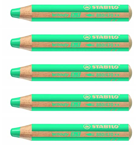 Stabilo Woody 3 in 1, extra breit, hellgrün, 5 Stück