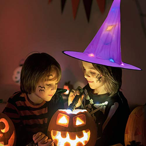 BESPORTBLE Halloween-Dekorationen Hexenhut 4 Stück Beleuchteten Leuchtenden Hexenhut - Hängende Hexenhüte für Drinnen Draußen Hof Baum Party