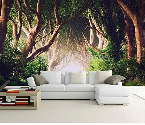WLLLO Peinture murale personnalisée 3D belle forêt vert paysage peinture murale créative salon canapé TV fond papier peint décoration, 430x300 cm (169.3 by 118.17 in)