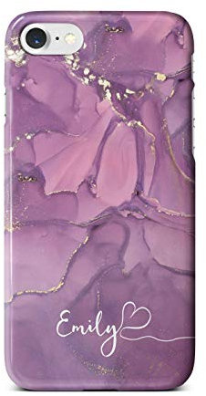 Personalised Watercolour Marble Name with Heart Phone Case for Apple iPhone 7+ / 8+ Plus - 21. Purple