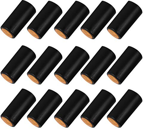 NUOBESTY 150pcs Heat Shrink Capsules Wine Shrink Caps Bottle Seals Sleeves Shrink Top Cover Bottle Film Stopper for Wine Cellars Home (Black)