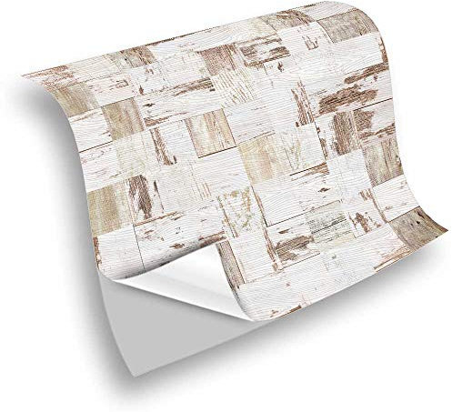 Hiseng 25 Pezzi Adesivi per Piastrelle da Cucina Marmo, Impermeabile Modello in Legno Mosaico Stile Adesivo da Parete Formato Autoadesivo Decorativo per Cucina Bagno Casa (Beige,20x20cm)