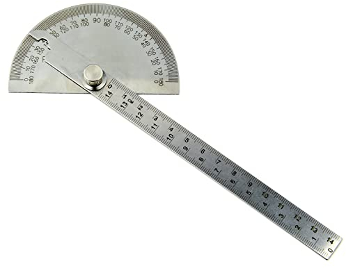 RHINORO 0-180° 180 Grad Edelstahl Winkelmesser Werkzeug Winkelmesser Lineal Halbkreis Goniometer für Malerei Zeichnen