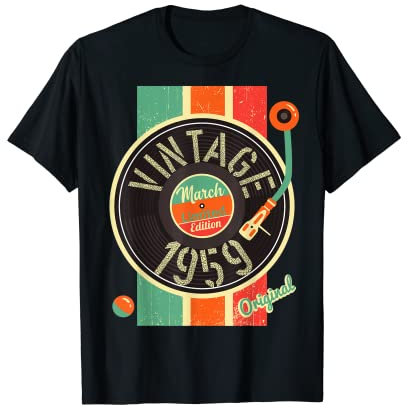 63 ans anniversaire homme 1959 mars platine vinyle vintage T-Shirt