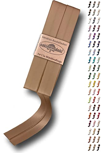 Sandras-Bastelladen Schrägband/Einfassband Satin gefalzt 2m x 20mm 884-Beige