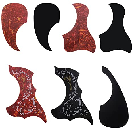 eMagTech Gitarren-Pickguards in Vogel- und Tropfenform, kratzfest, selbstklebend, verschleißfest, für Akustikgitarre, 7 Stück