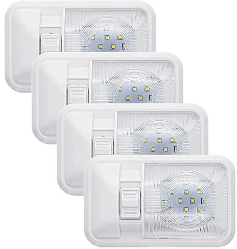 ANYPOWK 12 Volt LED Lumières LED pour VR avec interrupteur marche/arrêt - Lumière du jour 6500K 3.5 W 400LM, Éclairage intérieur pour VR, fourgon, remorque, bateau - Lot de 4