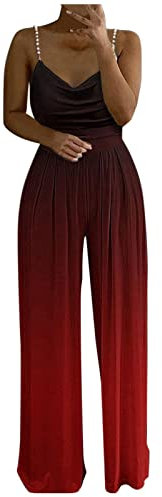 Susenstone Femmes Combinaison Col V Jumpsuit Élégant Dégradé de Couleur Playsuit Couleur Unie Long Pantalon Cocktail Soirée Cérémonie Romper