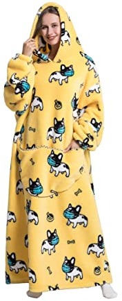 Sacebeleu Kuscheldecke mit Ärmeln,Oversized Decke Hoodie Sweatshirt,Flauschige Sherpa TV-Decke Superlang Kapuzen Pullover Kuscheldecke mit Känguru Tasche Flanell Fleecedecke Ganzkörperdecke