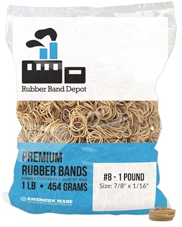 Small Rubber Bands - 7/8 x 1/16, Rubber Bands, Size #8, Approximately 5,200 Rubber Bands Per Bag, Rubber Band Measurements: 7/8 x 1/16 - 1 Pound Bag