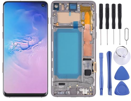 Wigento Für Samsung Galaxy S10 SM-G973 Display Full TFT LCD mit Rahmen Schwarz Einheit Touch Ersatzteil Reparatur (ohne Fingerprint)
