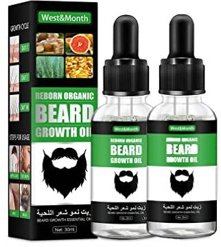 2PCS Beard Growth Oil, Bartwachstum Öl, Bartöl Biotin Bartwachstum Serum für Männer stimulieren Bartwachstum Förderung Haarewächter Nachwachsen Gesichtsbehandlung Männlich dicker männlicher Bart