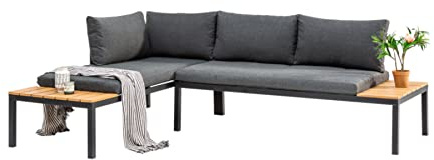Riess Ambiente Sitzgruppe Orlando Lounge - 240cm - grau - Aluminium | Gartenlounge, Kissen inklusive, stabile Konstruktion, outdoor, pflegeleichte Oberfläche, wetterfest