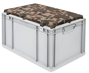 PROREGAL Eurobox NextGen Seat Box Camouflage | HxBxT 36,5x40x60cm | 65 Liter | Griffe geschlossen | Eurobehälter, Sitzbox, Transportbox, Transportbehälter, Stapelbehälter