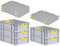 PROREGAL SuperSparSet 5x Eurobox NextGen Color mit Auflagedeckel & Schiebeschnappverschlüsse, HxBxT 17x40x60cm, 34L, Griffe gelb geschlossen, Glatter Boden, Eurobehälter Transportbox Transportbehälter
