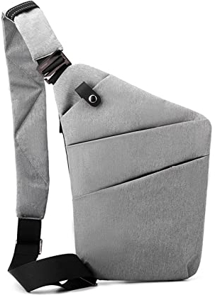 FANDARE Anti-Diebstahl Brusttasche Herren Sling Crossbody Pack Umhängetaschen Schultertasche Bauchtasche Crossover Rucksack Daypacks für Männer Outdoor Reisen Camping Wanderrucksäcke Grau