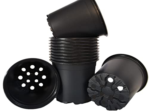 meindekoartikel 12 Pflanztöpfe Blumentöpfe schwarz/rund mit speziellen Boden und U-Rand aus Kunststoff ideal zur Anzucht und Aufzucht (Ø 10cm)