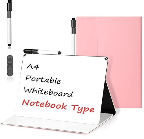 Mini-Whiteboard, 30,5 x 22,9 cm, kleines Whiteboard, trocken abwischbar, radierbar, faltbar, Schreibtisch-Whiteboard-Halter, trocken abwischbar, Büro, Zuhause, Reisen, Schule, tragbar (Rosa)