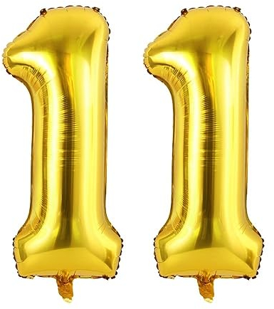 Vthoviwa 40 Zoll/18 Farbens Luftballon Zahlen 11 Golden, Luftballon 11. Geburtstag Foil Ballon, 0123456789,10-19,20-25,30,40,50,60,70,80,90, Folienballon 11 Party Dekoration Helium Unterstützen