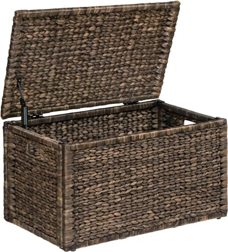 eHemco Water Hyacinth Wicker Storage Trunk, Brown Wash, 30x17.5x17.5