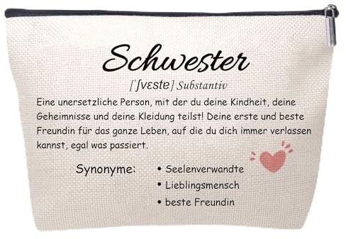 Schwesterngeschenk - Kosmetiktasche Klein für Beste Schwester, Schminktasche, Weihegeschenke Mädchen