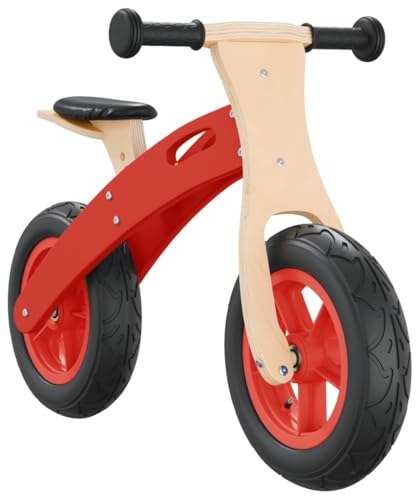 vidaXL Laufrad, Fahrrad für Kinder ab 3 Jahren, Lernlaufrad mit Luftreifen, Kinderfahrrad Lauffahrrad mit verstellbarem Sitz Lenker, Rot