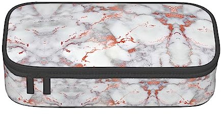 WURTON Federmäppchen mit weißem Marmor-Roségold-Druck, großes Fassungsvermögen, Federmäppchen für Jungen, Mädchen, Erwachsene, Studenten