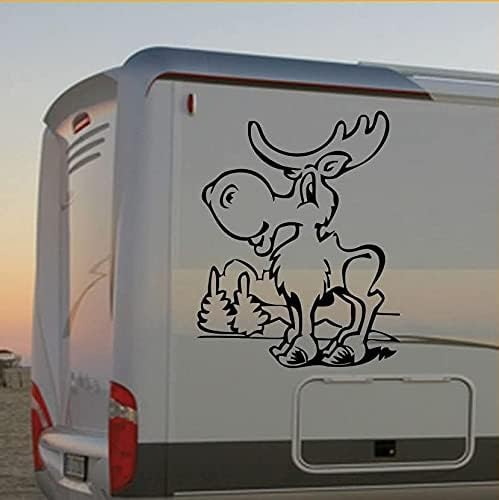 Rakelfix süsser Elch mit Kleiner Landschaft 80x60cm Camper Aufkleber Wohnwagen Sticker