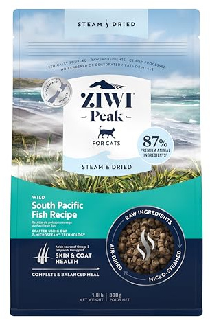 ZIWI Peak Steam & Getrockneter Wild-Südseefisch, 800 g – Natürliches, proteinreiches Katzenfutter trocken, rohe Alternative & Getreidefreies Komplett-Trockenfutter für Katzen