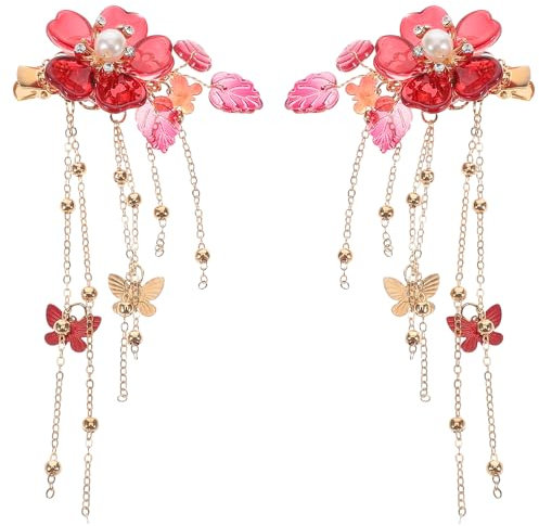 minkissy Pinces À Cheveux Vintage Style Ancien Fleur Avec Longs Accessoires Coiffure Pour Mariage Fête Bal 4.7 Pouces