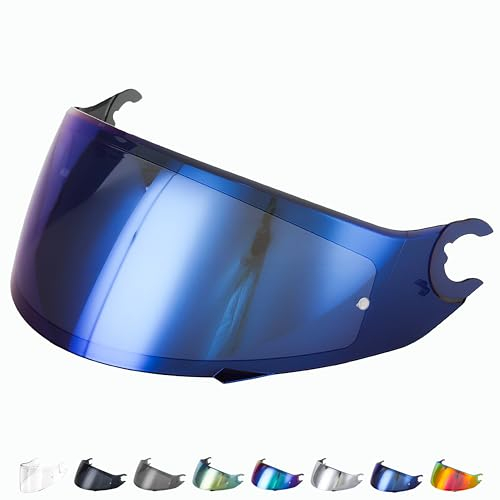 Everalo Visiera compatibile con Shark Spartan - Spartan 1.2 - Skwal - Skwal 2 - D Skwal - Visiere Casco VZ160 VZ165 - Pinlock Ready - Antigraffio (Blu)