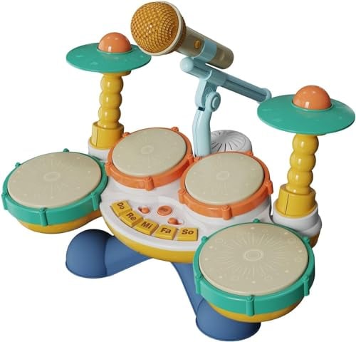 Batterie Enfant, Kit de Batterie Jazz pour Enfants, Jouet de Tambour de Musique pour Bebe 1-3, Cadeau d'anniversaire de Noël pour Bébé Jouet d'apprentissage pour 1 2 3 Ans Garçons Filles