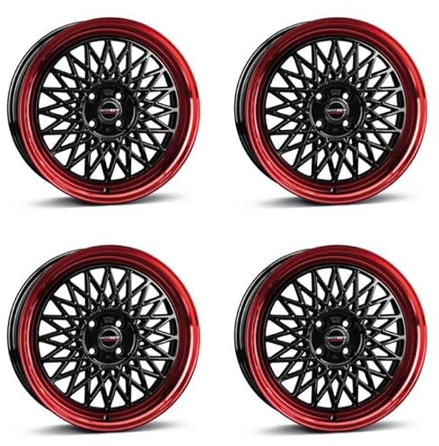 4x Borbet Felgen B 7x17 ET30 4x100 black rim red kompatibel mit Mazda 2 MX-5 RF MX-5