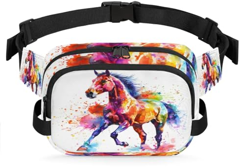 Aquarell Pferd Hüfttasche Gürteltasche für Frauen Mann Pferd Hüfttasche Mode Crossbody Tasche Hüfte Arsch Tasche mit verstellbarem Gurt für Outdoor-Training Alltag Reisen Laufen Wandern Radfahren,
