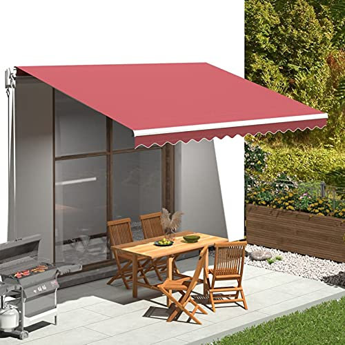 LAPOOH Markisenbespannung, Markisenstoff, Markisentuch, Markise, Outdoorstoff, Sonnensegel, Sonnenschutztuch, Wetterfeste Plane Für Außen, Burgunderrot 4,5x3,5 m