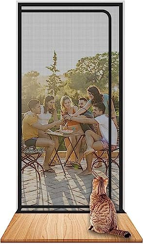 85 X 200cm Reinforced Cat Screen Door With Zipper For Pet Screen Door To Keep Dogs And Cats Out.(90x190cm)