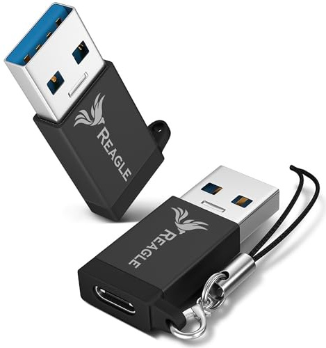Reagle USB-C zu USB-A Adapter OTG 3.2 Gen 2, 100W Power Delivery, 10Gbps, Plug & Play, Aluminium, Kompatibel mit MacBook, Laptop, Smartphone, Schwarz
