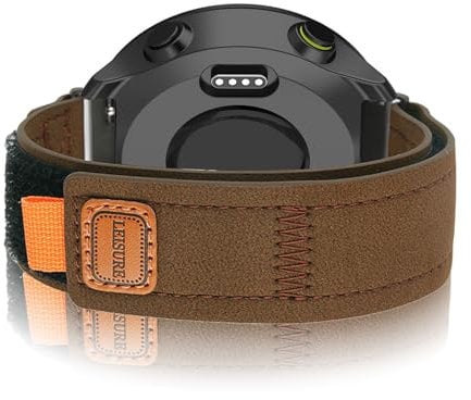 Lederarmband Kompatibel mit Garmin Forerunner 55 Armband Klassische Leder Langlebig Ersatzband für Garmin Forerunner 55 Outdoor Sport Verschleißfest Lederarmband für Garmin Forerunner 55 Armband (1)