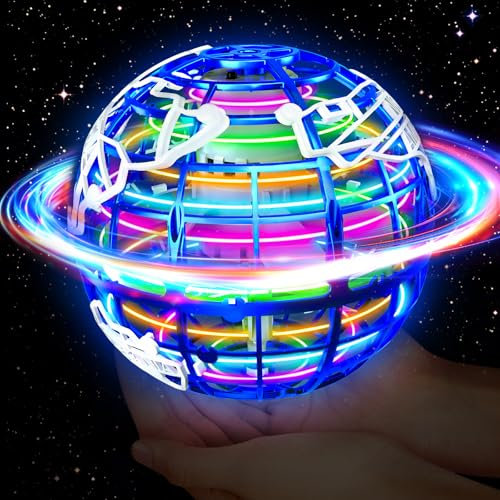Fliegender Ball, Flying Orb Ball mit RGB Licht Magischer Boomerang Schwebender Ball Spinner Spielzeug Geschenke Hover Ball Toy für Kinder ab 6 8 10 Jungen Mädchen Indoor Outdoor Blau