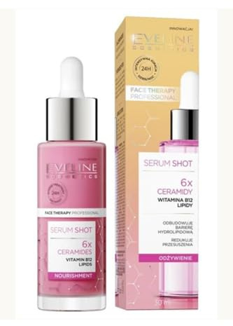 Eveline Cosmetics Face Therapy Professional Pflegeserum Shot Behandlung mit 6x Ceramiden - Intensive Feuchtigkeit & Hautbarriere-Reparatur, 30ml