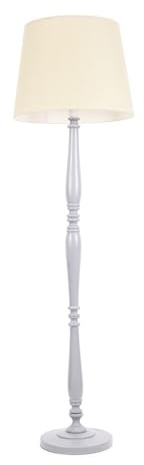 ValueLights | Traditional Grey Wood Candlestick Floor Lamp with Beige Tapered Shade for Living Room | Floor Lamps, Home Décor & Improvement Essential | Included LED Bulb