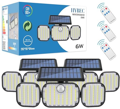 HYBEC- Solar Lampe Mit Bewegungsmelder, LED Strahler für Außen Garten, Solarlampe Mit Licht (Pack 3)