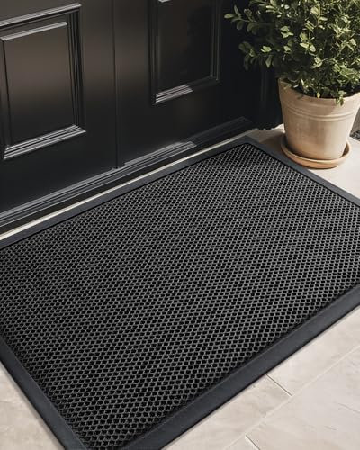 COLOR&GEOMETRY Schmutzfangmatte 90x150 Schmutzabweisend bei niedrigem Profil Fussmatte Aussen, Eingangsteppich, rutschfest, Leicht zu Reinigen Fussmatten Haustür Willkommensmatten Für Haustür, Grau